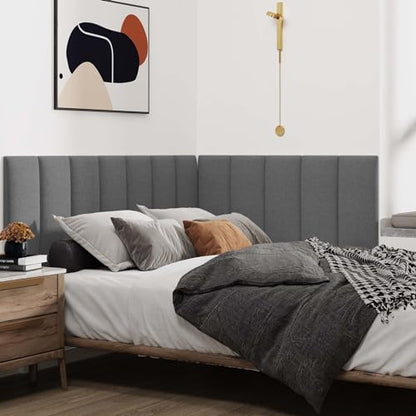 IFNOW Wall Mounted Headboard, Peel and Stick Panels, Dark Grey, Queen - color: Fabric-dark Grey, size: Queen