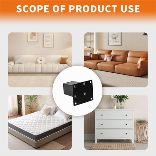 Saim 4Pcs 4inch Metal Furniture Legs, Square Metal Cabinet Support Foot for Sofa，Cabinet, Bookshelf,Bed and Table - Black - size: 4 Inch