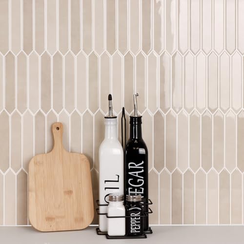 10-Sheet Peel and Stick Backsplash Tile, Self-Adhesive Beige Long Hexagon Wall Tiles, Stick on Backsplash for Kitchen, Bathroom, Fireplace, RV, Thicker Design(12"×12"). - color: Beige
