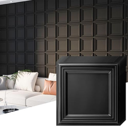 Art3d 33-Pack Accent 3D Textured Wall Panels, 11.8 x 11.8 in, Black - color: Black