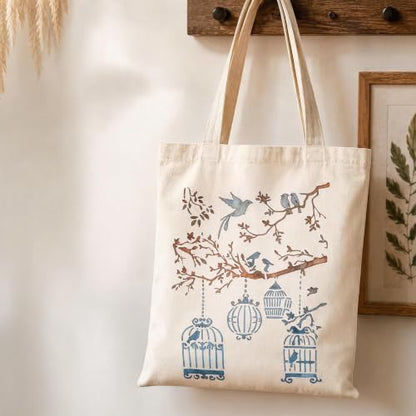 TIAMECH A4 Reusable Vintage Bird Cage Stencil for Painting - style: Bird Cage Tree Branch