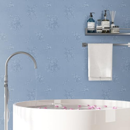 CRE8TIVE Light Blue Peel and Stick Wallpaper - 12"x354" Textured Embossed Flower Wallpaper Adhesive for Bedroom, Kitchen, Living Room - color: Light Blue, size: 12" x 354"