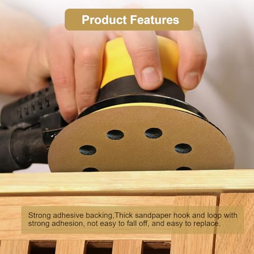 5-Inch Orbital Sander Discs, 8-Hole Pattern, 50-Pack, Hook and Loop Sandpaper for DA Sanders, Paint and Wood Finishing (320 Grit-50 PCS) - style: 320 Grit-50 PCS