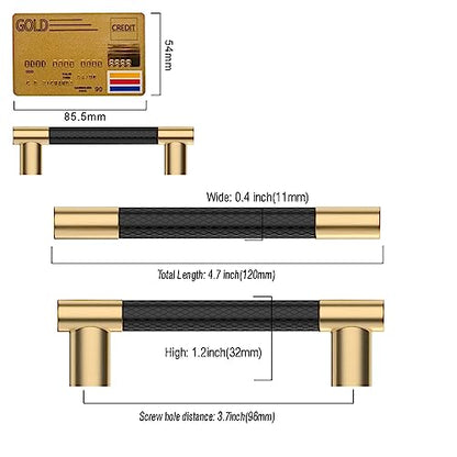 Amerdeco 10 Pack Matte Black and Gold Knurled Cabinet Pulls 3.75" - color: Black Gold, size: 3.75" hole center