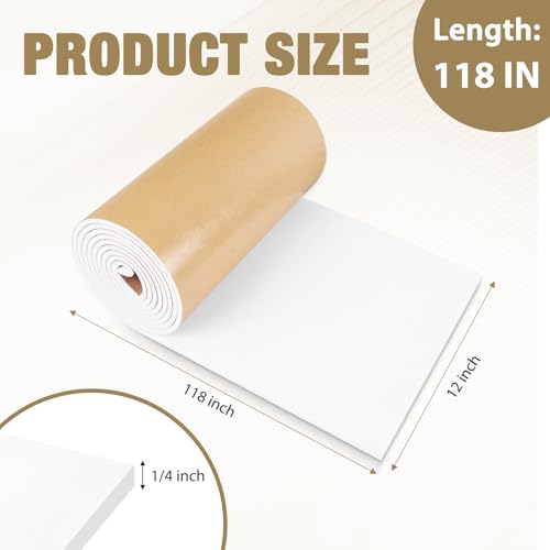 LSGCQ Sponge Neoprene Foam Padding Self Adhesive Foam Sheets, White - color: White, size: 12" Wide x 1/4" Thick x 118" Long