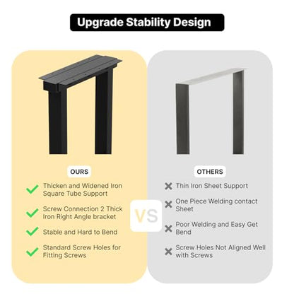 TOCRETOARE Metal Table Legs Heavy Duty, 16”H x 12”W, Metal Furniture Legs for Dining Desk Bench and Coffee Table, Industrial Black DIY Iron Bench Legs, Set of 2 - color: Rectangle, size: 16"Hx12"W