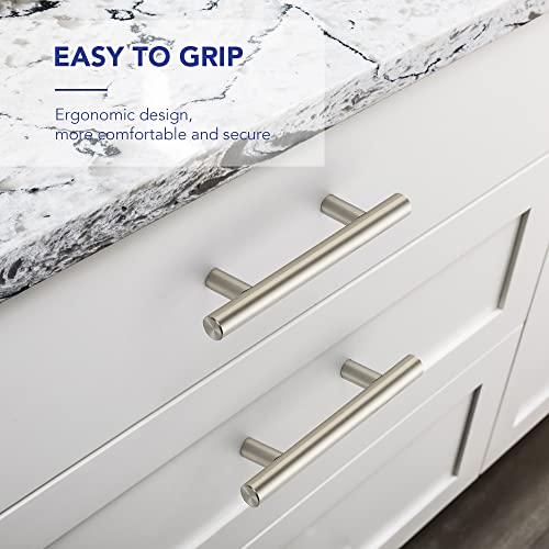 Brushed Nickel Cabinet Handles Drawer Pulls 3 Inch CC 10 Pack - color: Brushed Nickel T-Shaped, size: 3" Hole Center