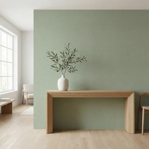 WADILE Grasscloth Peel and Stick Wallpaper 15.7in x 787.4in, Textured Contact Paper for Cabinets, Faux Linen Wall Paper Pull and Stick, Fabric Vinyl Wallpaper Self Adhesive Light Green - color: Light Green, size: 15.7" x 787.4"