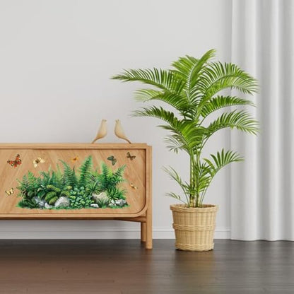 GLOBLELAND 3 Sheets Ferns Furniture Transfer 5.9x11.8inch Plants Leaves Rub on Transfer Butterfly Self-Adhesive Wall Art Decals for Bedroom Living Room Desk Table Decoration - style: Fern