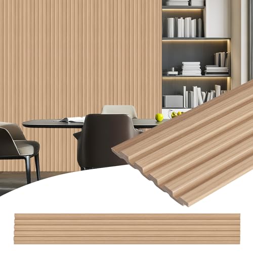 16-Pack 3D Soundproof Slat Wall Panels, Modern Faux Wood Wall Cladding for Living Room, Bedroom, Office, Interior Décor, Oak Finish, 47.2" x 6.3" - color: Oak, size: 16-Pack