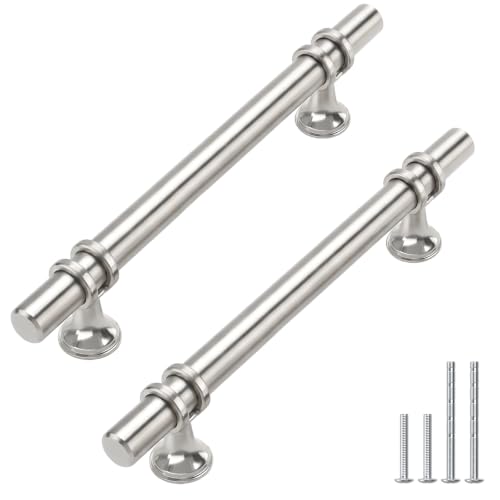 Haliwu 10 Pack 5 Inch Brushed Nickel Cabinet Handles - color: Brushed Nickel, size: 5-inch (128mm) hole spacing