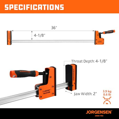 JORGENSEN 36-Inch Parallel Bar Clamps Set, 2200 lbs Load Limit, 2-Pack - size: 36 Inch