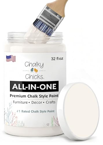 Chalky Chicks Aged Burlap 32 Fl Oz Chalk Paint for Furniture All in One - color: Aged Burlap (White), size: 32 Fl Oz (Pack of 1)