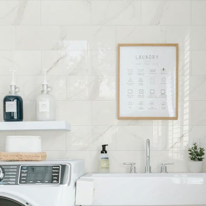 Vamos Tile Peel & Stick Backsplash, Glossy 22-Piece 6''x12'' Subway Tile - color: Statury White with White Grout