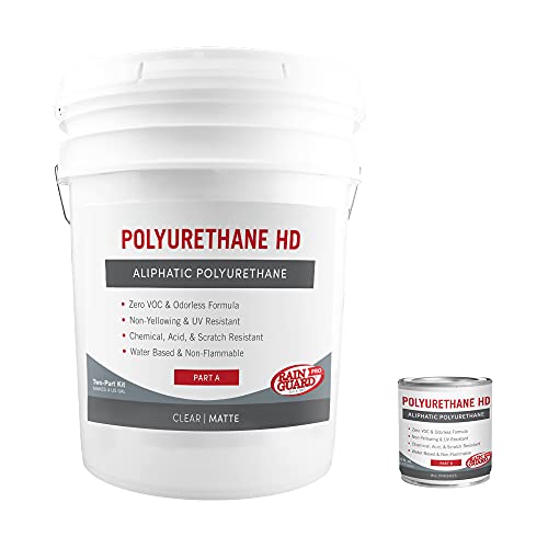 Rain Guard Water Sealers PU-1401 Polyurethane HD IsoFree 2-Part Matte Finish Ready to USE Covering up to 1200 Sq. Ft on New and Older Surfaces. 4 Gallon Kit A and B - Masonry Sealer, Wood Sealer - color: Clear Matte, size: 4 Gallon (1200 Sq. Ft.)