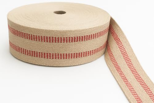 Sedona Designz Red Jute Webbing Tape – 3.5" Wide, Heavy-Duty 11 lbs – 100% Natural Linen Jute for Chair Repair, Upholstery, Crafting, Rustic Ribbon & Décor - 20 Yards - size: 20 Yards