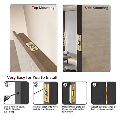 JQK Closet Ball Catch Door Hardware, Stainless Steel Catch Adjustable with Strike Plate, Gold Finish 2 Pack, HBC100-BG-P2 - color: Gold, size: Standard 2 Pack