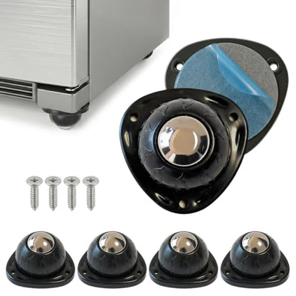 Self Adhesive Caster Wheels: 360° Swivel Bulk Pack (Black, 4pcs) - color: Black, size: 4pcs