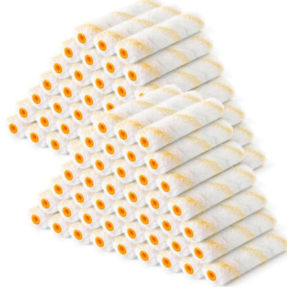 Leumoi 100 Pcs 6" x 3/8" Paint Roller High Density Microfiber Roller Refills Mini Covers Paint Brush Cover Short Nap Home Repair Tool Kits for Wall Cabinets House - size: 3/8" Nap