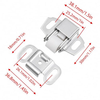 Mailbox Replacement Latch Spring Roller Cabinet Catch 4Pcs - color: Silver