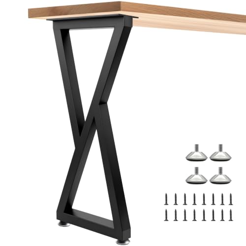 36" Metal Bar Table Legs, Black Counter Height Legs, Heavy Duty Furniture Feets with Adjustable Protector Feet for Coffee & Dining Table, Desks, Set of 2 - size: 36 '' Z Shape