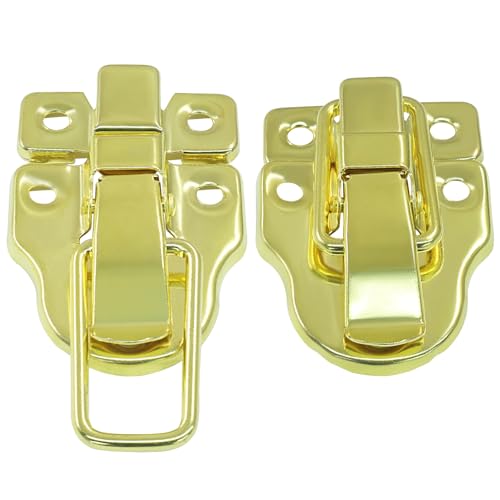 2 Pack Retro Duckbilled Toggle Hasp Latch Gold - color: Gold