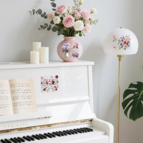 Peacoblue Flowers, Music Notes Rub On Transfers for Craft, Transfer Sticker - style: Flowers and Musical Scores