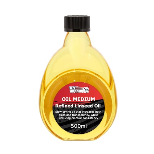 U.S. Art Supply Refined Linseed Oil, 500ml (16.9 oz) Fluid Medium - size: 16.91 Fl Oz (Pack of 1)