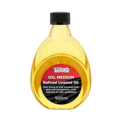 U.S. Art Supply Refined Linseed Oil, 500ml (16.9 oz) Fluid Medium - size: 16.91 Fl Oz (Pack of 1)