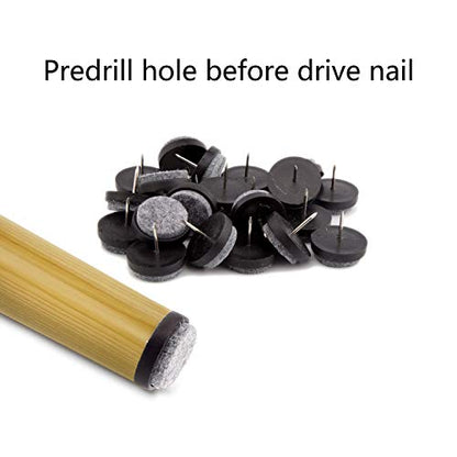 Felt Furniture Pads 50 Pcs - ULIFESTAR Nail On Furniture Sliders Hardwood Floor Protectors for Chair Table Desk Dresser Cabinet Sofa Couch Leg Feet Non Slip Non Scratch (24mm Diameter Black) - size: 24mm diameter black