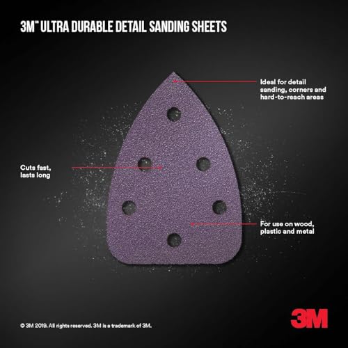 3M Ultra Durable Detail Sanding Sheets, 80 grit, 5/Pack - size: 80 Grit