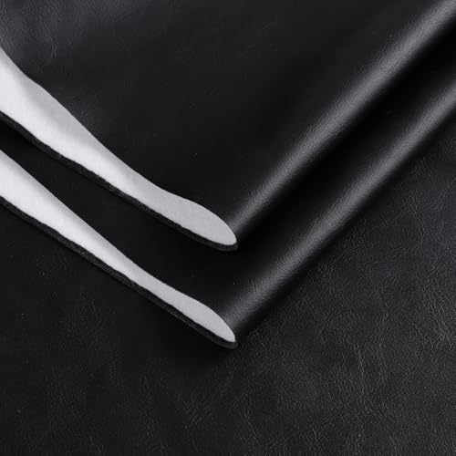 Faux Leather Vinyl Upholstery Fabric by The Yard 1.3mm Thick 1 Yard 55"x36" - color: Black, size: 1 Yard