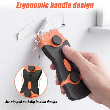 2 Pack Double-Ended Razor Blade Scraper, 30 Blades (Orange) - color: 2 Orange
