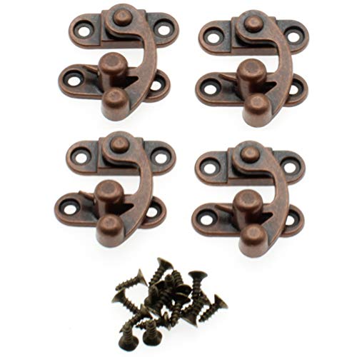 Antique Vintage Lock Clasp Right Latch Hook Hasp,LBTODH 4 Pack Zinc Alloy Hook Latch Swing Arm Latch Plated for Jewelry Box Cabinet Toolbox Suitcase with Mounting Screws(Red Bronze) - size: BRONZE-RIGHT