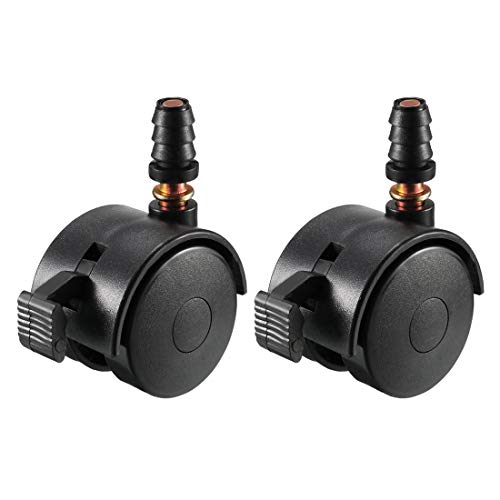 uxcell 1.5 Inch Swivel Caster Wheels Grip Neck Stem Caster Black Furniture Wheel with Brake and Mounting Socket, 2pcs