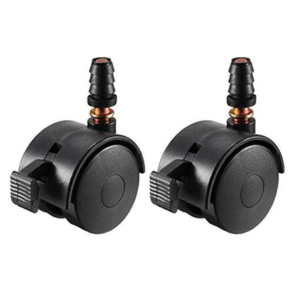 uxcell 1.5 Inch Swivel Caster Wheels Grip Neck Stem Caster Black Furniture Wheel with Brake and Mounting Socket, 2pcs