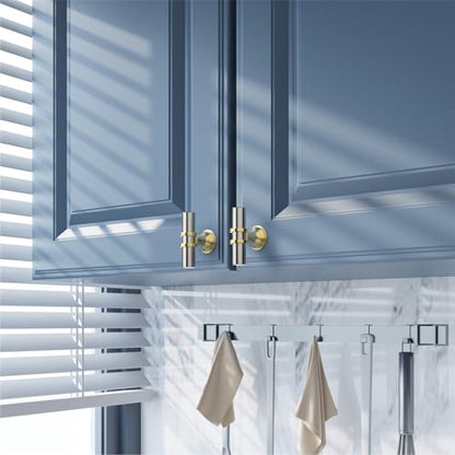 Amerdeco 10 Pack Brushed Satin Nickel and Gold Cabinet Knobs 2 Inch T Bar Cabinet Pulls Kitchen Cabinet Handles Cabinets Hardware Drawer Pulls ZH0058 - color: Gold+Brushed Satin Nickel, size: 2"/51MM