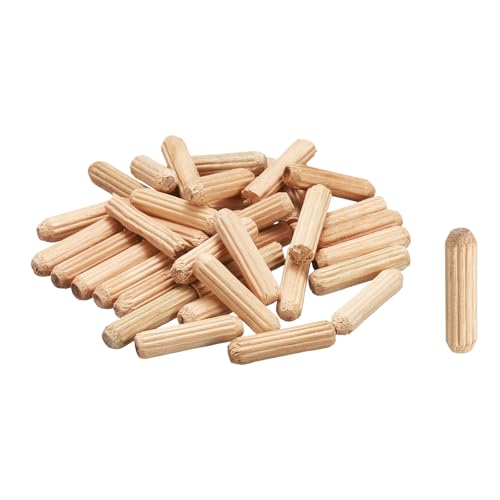 MECCANIXITY Wooden Dowel Pins 3/16" x 13/16" (5mm x 20mm) Straight Dowel Rods Wood Fluted Dowels Rods for Crafts Furniture DIY Hardwood Count 50 - size: 3/16"x 13/16" (5mm x 20mm)