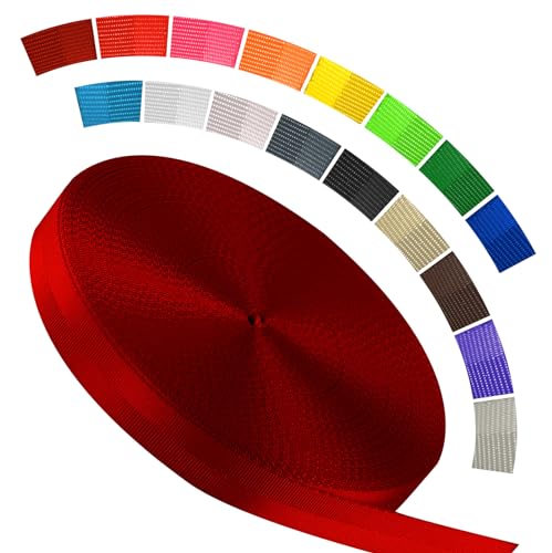 Polyester Webbing Strap 16+Colors – 1"&1.5"&1.9" – 16.5 25 33 55 Yards Heavy Duty Webbing Roll, Flat Webbing Strap for Indoor&Outdoor Gear, DIY Crafting, Repairing - color: Claret, size: 1"-16.5 yards