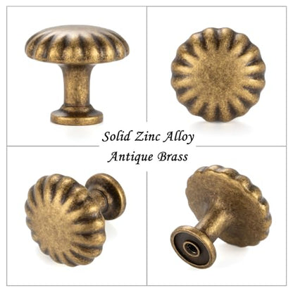 Round Antique Brass Cabinet Knobs 1-1/4 Inch 10 Pack K2408 - color: Antique Brass, size: Knob A-10 Pcs