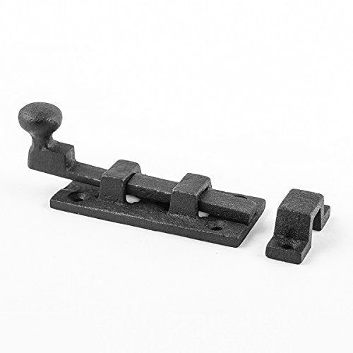 Renovators Supply Manufacturing Slide Bolt Latch 3 in. Black Wrought Iron Ball Tip Style Slide Bolt with Mounting Hardware Pack of 2 - size: Pack of 2, style: 3.5 inch - Ball Tip