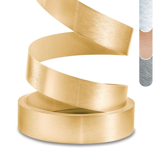 Gold Edge Banding, 2" x 50ft Brushed Aluminum Edge Banding PVC Aluminum Edge Trim for Cabinet Repair Furniture Restoration - color: Gold, size: 2"x 50ft