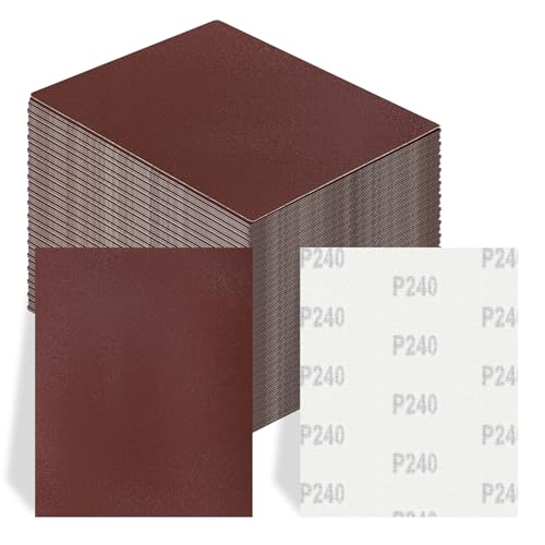 100 PCS 1/4 Sheet Sandpaper for Palm Sander 4.5" x 5.5" Sandpaper Sheets 240 Grit Hook and Loop Sandpaper Aluminum Oxide 1/4 Sandpaper Sheets Sanding Blocks for Metal, Woodworking (240 Grit) - size: 240 Grit