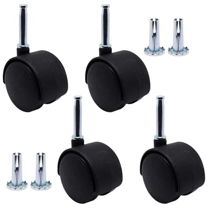 Plastic Casters Set of 4, M8 Grip Neck Stem Caster Wheels 2 inch, Black Nylon Swivel Caster Wheels Replacement for Furniture, Office Chair, Table, Cabinet, Shelf - style: 2 Inch-M8 Grip Neck Stem