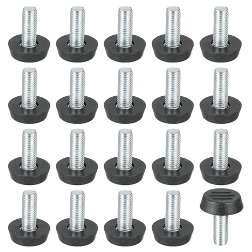 PATIKIL 20 Pcs M8 x 20mm Thread Adjustable Furniture Levelers, Furniture Feet Levelers Screw on Steel Screw in Threaded Leveling Feet Glides for Table Chair Cabinet Patio Legs - size: M8 x 20mm