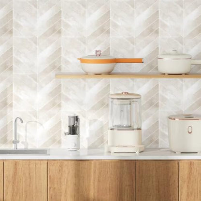 Alwayspon 10 Sheets 9"x11.4" 3D Beige Vinyl Backsplash Tiles, Self-Adhesive Peel and Stick Wall Tile Stickers Stick on Subway Tiles for Kitchen Bathroom Wall - color: Beige