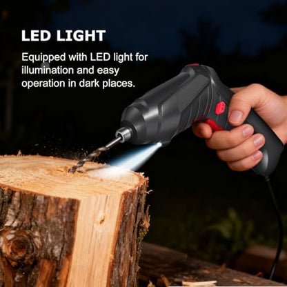 Rechargeable Cordless Screwdriver with Led Light Compact 6.7In