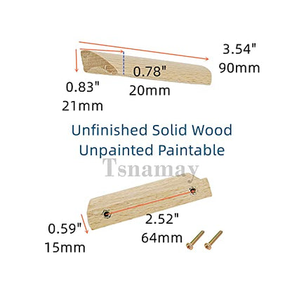 10Pcs Unfinished Wood Solid Furniture Pulls Handles for Drawer - size: 2.52"/64mm