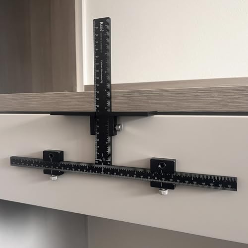Basic Black Aluminum Alloy Cabinet Hardware Jig for Effortless Handles, Pulls, Knobs, and Hinge Installations, Hand Calibrated, Upgrade Your Cabinet Installation Game with Precision