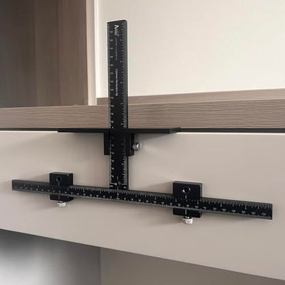 Basic Black Aluminum Alloy Cabinet Hardware Jig for Effortless Handles, Pulls, Knobs, and Hinge Installations, Hand Calibrated, Upgrade Your Cabinet Installation Game with Precision